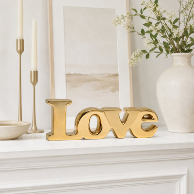 Arali LOVE Ceramic Letter Block Sculpture (Gold)