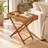 Flora Seagrass Foldable Tray Table with Wood Base, Natural Woven Indoor/Outdoor Accent Table