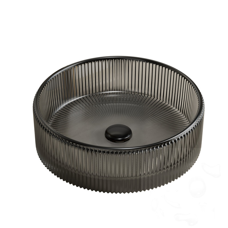 Lavabo de salle de bain rond en verre, Noir
