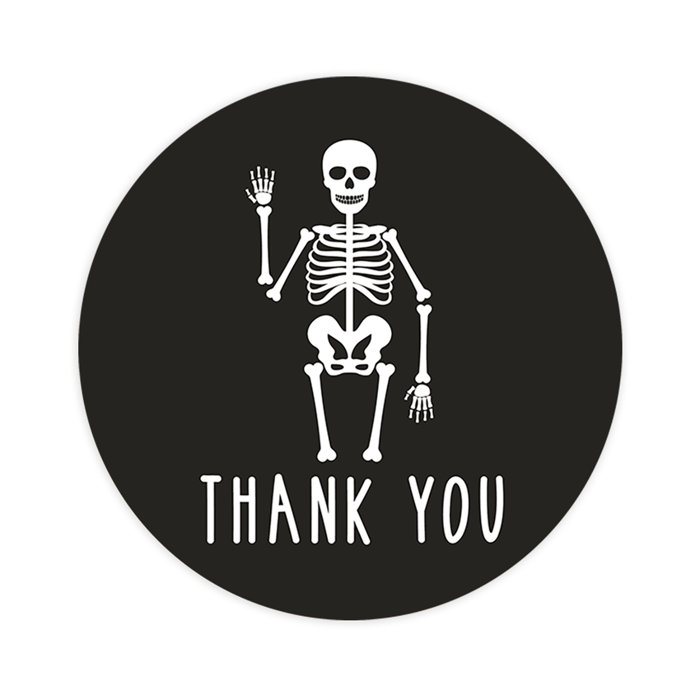 The Holiday Aisle® Thank You Skeleton Happy Halloween Stickers | Wayfair
