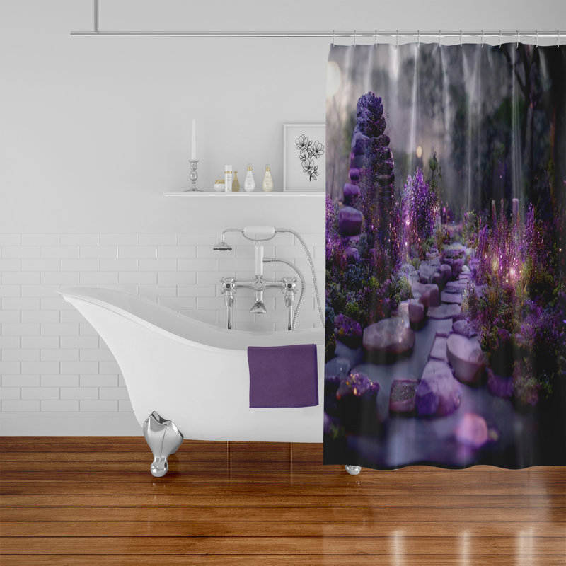 Single Shower Curtain + Hooks, 72'' H x 70'' W