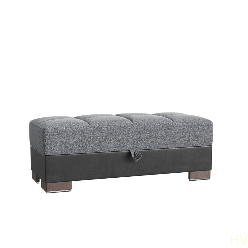 Repose-pieds avec rangement en polyester Primenest Nimbusflow, Gris chenille