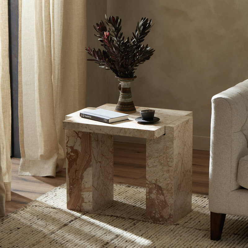 Romano Marble End Table, Lunar Marble