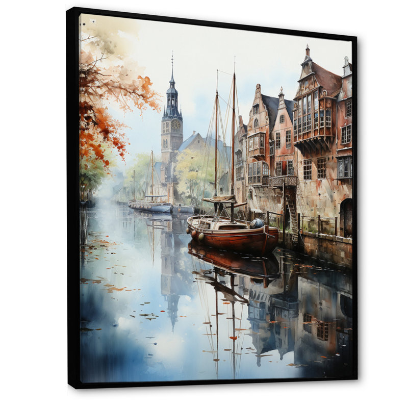 Allemagne Canal Serenity II - impression, H 44 po x l 34 po x P 1,5 po, Cadre flottant noir