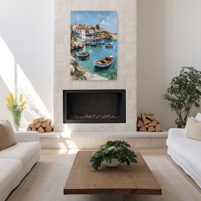 «Italian Village Serene Traditional Contemporary Architecture Coastal», reproduction d'art mural, 48" H x 32" W