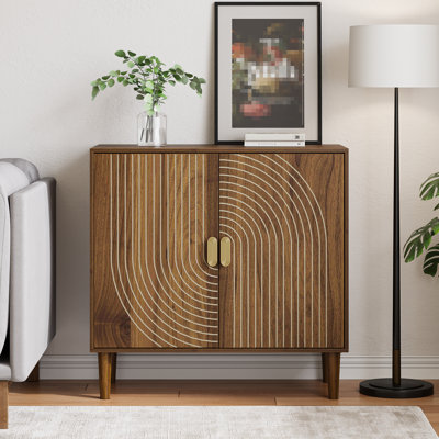 Modern Bathroom Storage Cabinet,Freestanding Wooden Storage Cabinet with Doors & Adjustable Shelves for Bathroom, Living Room