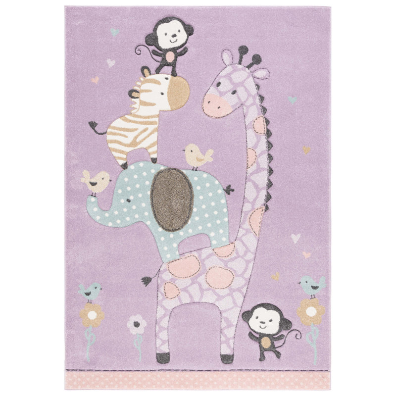Tapis mauve en polypropylène tissé à la machine Farnborough, Rectangle 5 pi 3 po x 7 pi 6 po