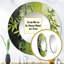 «Green Ferm Simple Collage II - Leaves Mirror», miroir mural rond vert unique, impression sur métal-99621928