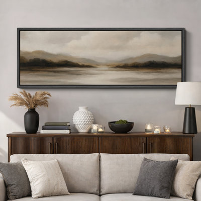 Grande impression sur toile encadrée, impression de paysage abstrait neutre pour décoration murale moderne minimaliste