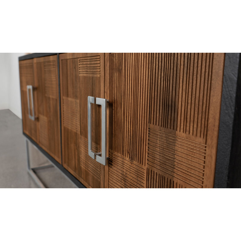 Milvin 4-door Wood Accent Cabinet Walnut and Black