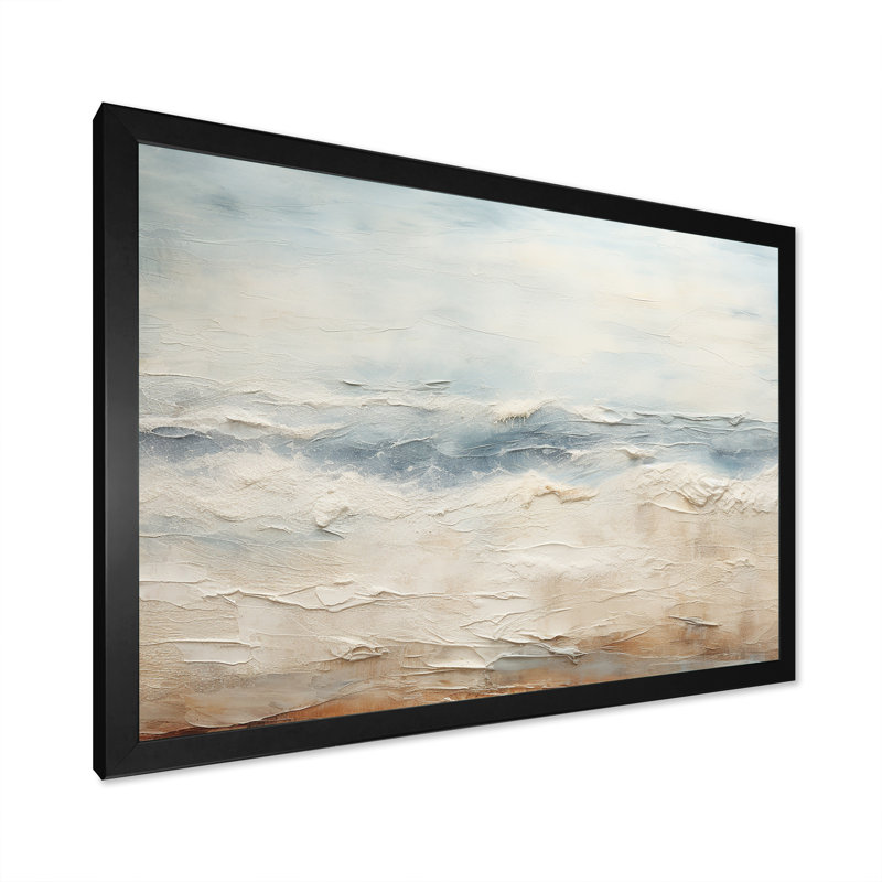 Modern Coastal Beige and Gray River Framed Canvas Print