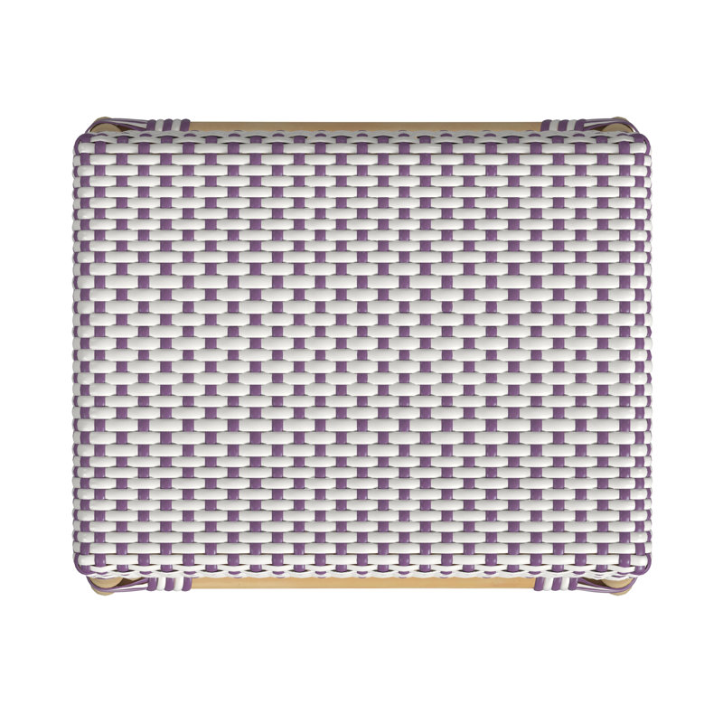 Robias Rattan Bar & Counter Stool, White/Purple Dot/ Natural Rattan Frame, Counter Stool (24.5" Seat Height)