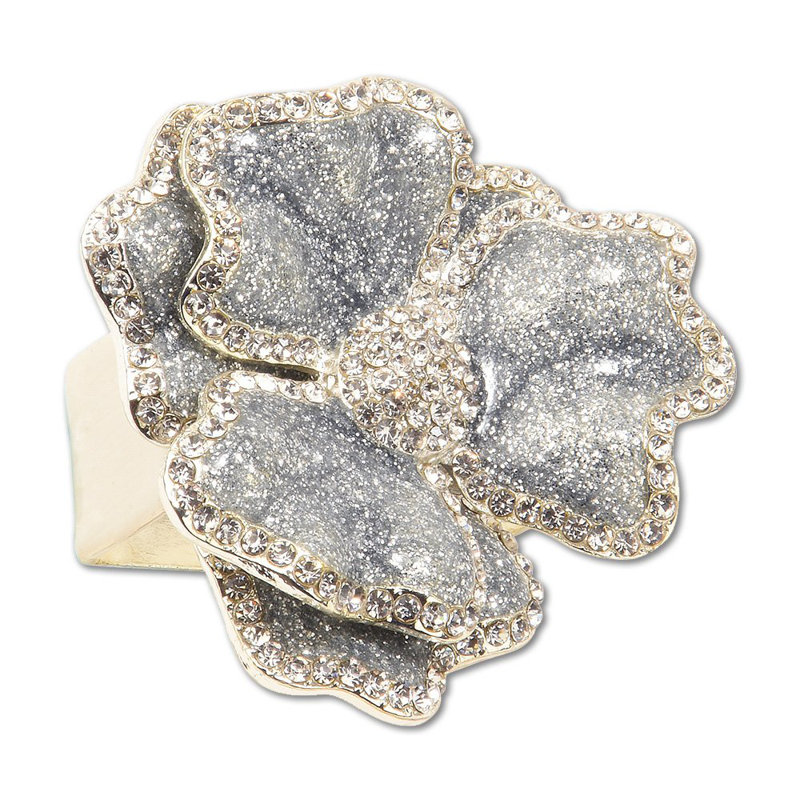 Crystal Flower Napkin Ring, Silver