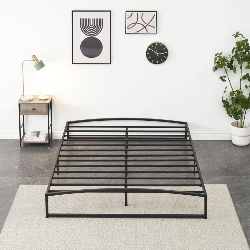 Bed Frame with Velvet Headboard Wingback and Deep Button Tufted Headboard, Full