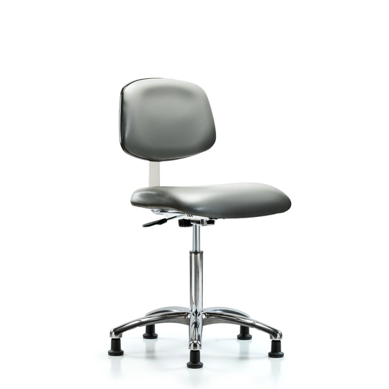 Anglie Vinyl Task Chair, Silver, Glides
