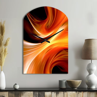 Horloge murale orange abstraite, conception chaleureuse fractale IV - fractales asymétriques