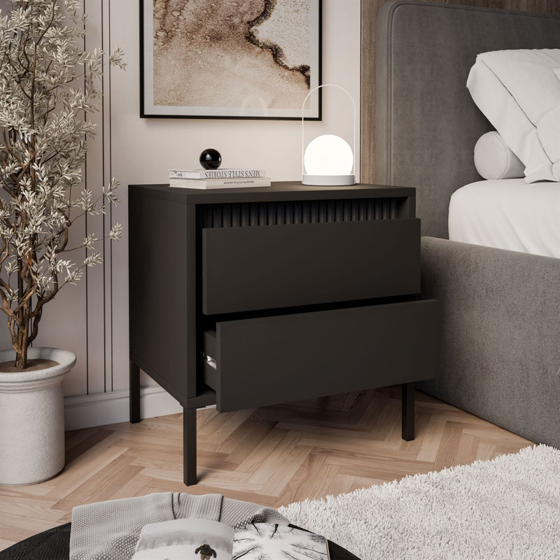 53.5cm W Steel Bedside Table