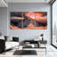 Scénario et paysages urbains coucher de soleil sur des sommets enneigés, ensemble de 3 impressions sur toile-1151144504