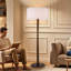 Lampe sur pied en bois de noyer 61 po avec abat-jour tambour en lin blanc 61 po, lampe sur pied minimaliste, certifiée cULus pour les tables d'appoint de salon, les coins de chambre à coucher, les bureaux à domicile ou les salles d'étude-1043272191