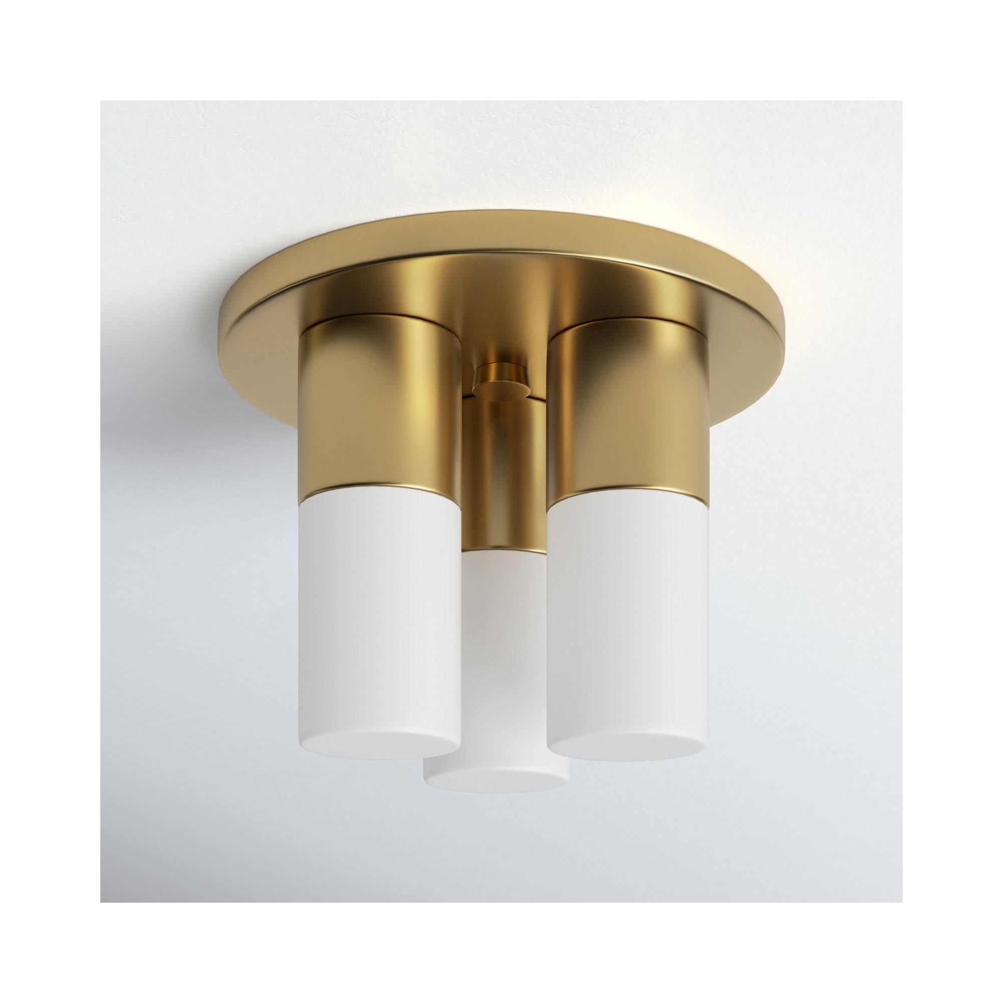 Otto 3 Light Glass Flush Mount, Aged Brass
