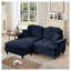 Élégant canapé modulaire en L en chenille bleue avec jupes détachables et pieds fuselés-1296559642-1296559641