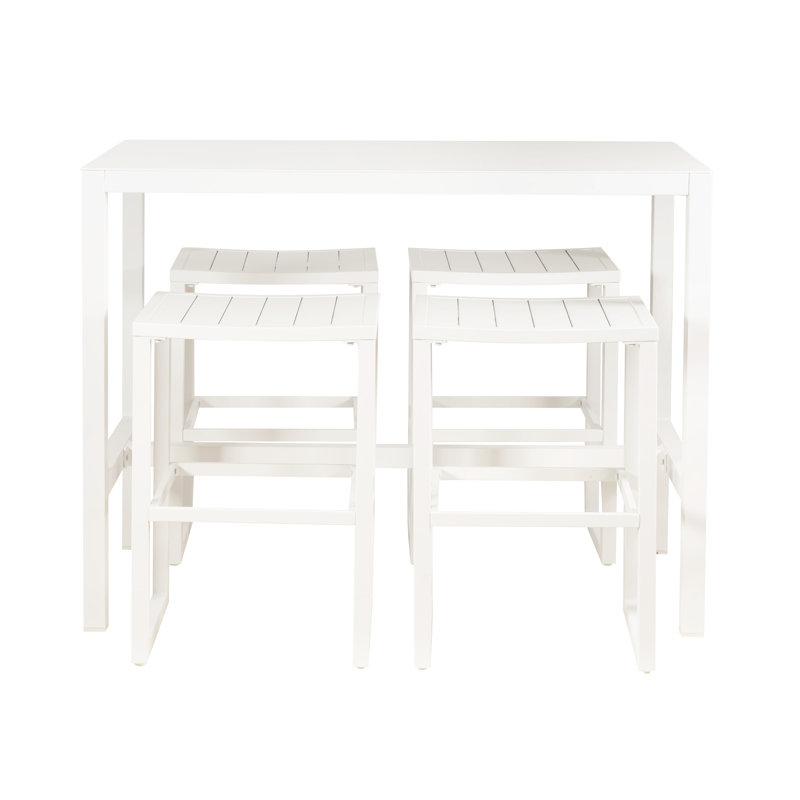 Ensemble repas extérieur en aluminium Armando, 4, Blanc