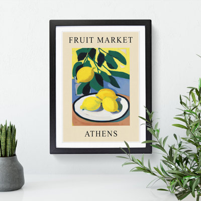 Lemon Athens Fruit Market Exhibition - Single Picture Frame Print on Wood