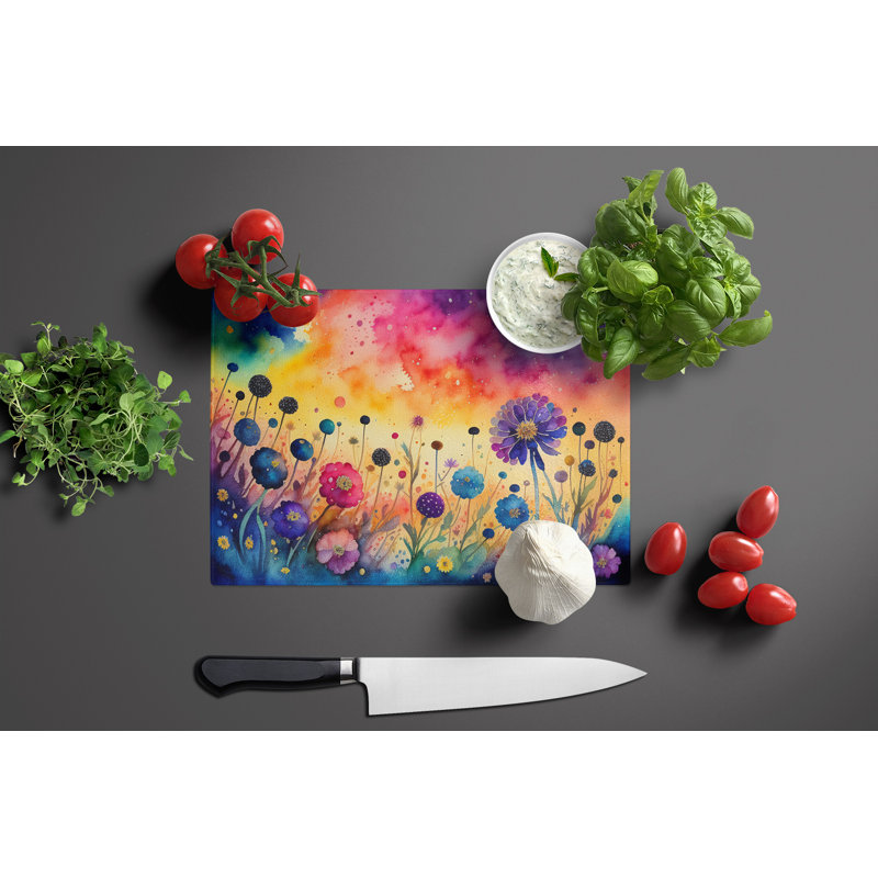 Scabiosa in Colour Glass Cutting Board Large
