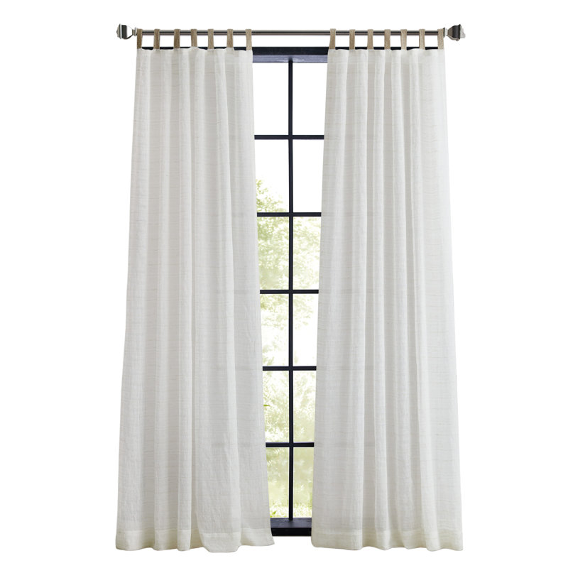 DKNY Antigua Jute Tab Curtain Panel Pair Linen (Set of 2), 50"" W x 96"" L