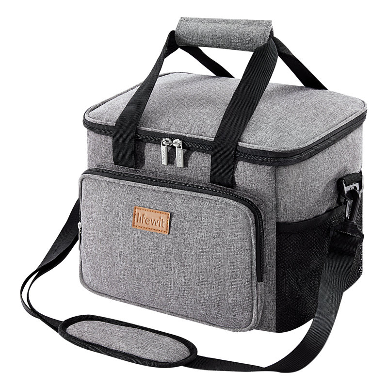 Large Lunch Bag Insulated Lunch Box Soft Cooler Cooling Tote For Adult Men Women, 9.06cm H x 9.06cm W x 11.81cm D, Grey