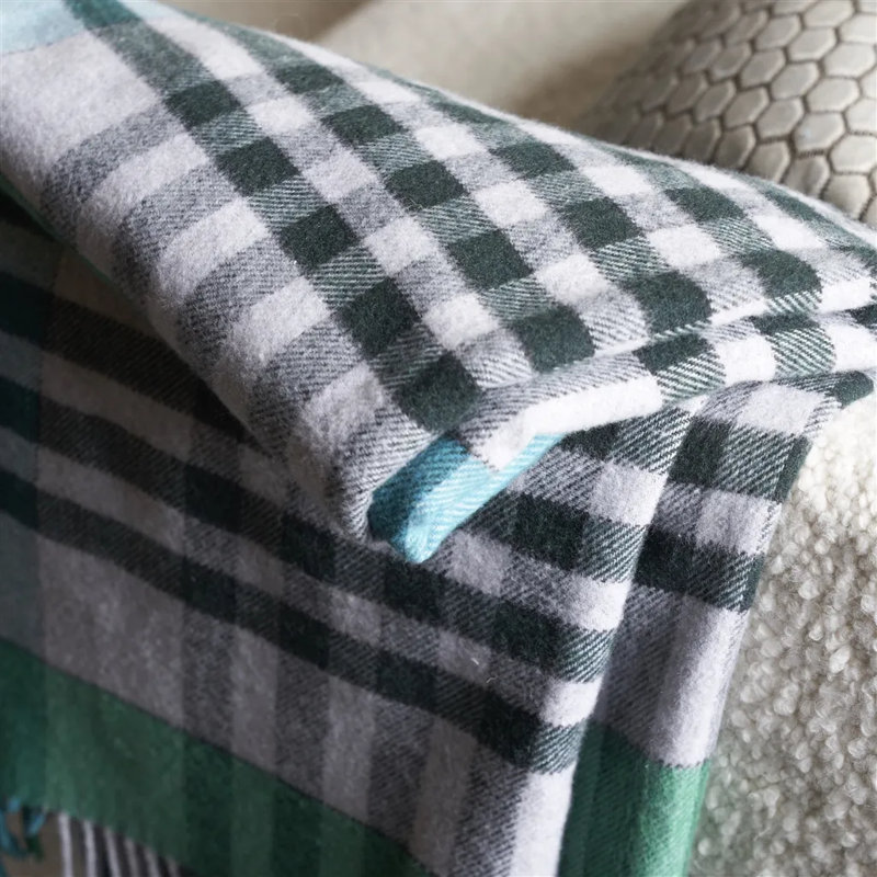 Bankura Emerald Throw, Gray Checkered