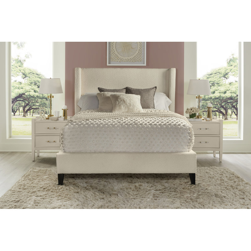 Sevda Upholstered Panel Bed, Queen, Ivory