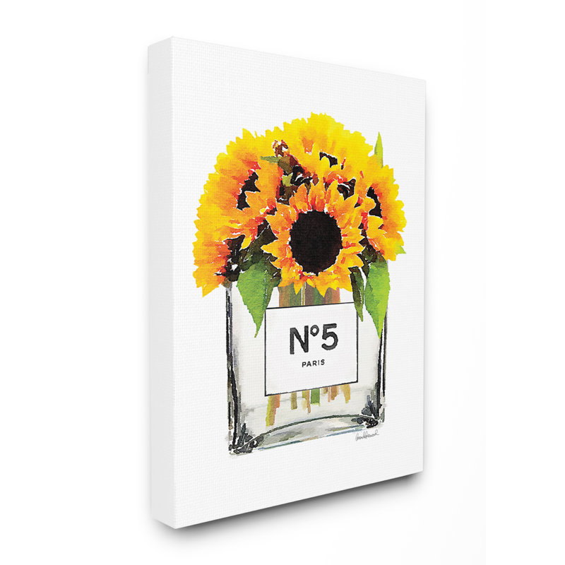 «Perfume Bottle Vase with Sunflowers», impression, Toile tendue, H 20 po x l 16 po x P 1,5 po