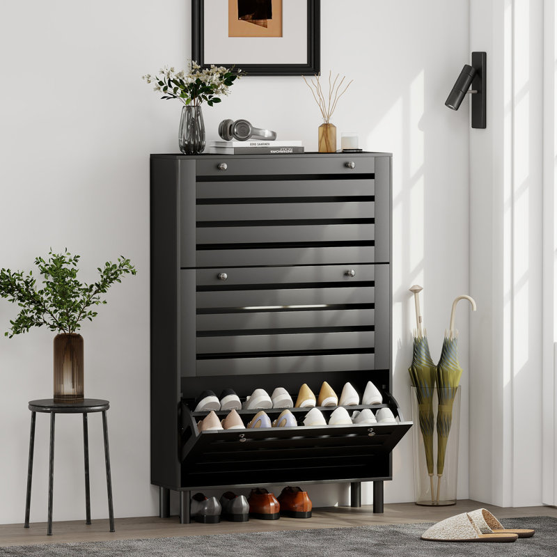 Armoire à chaussures avec tablettes réglables, noir