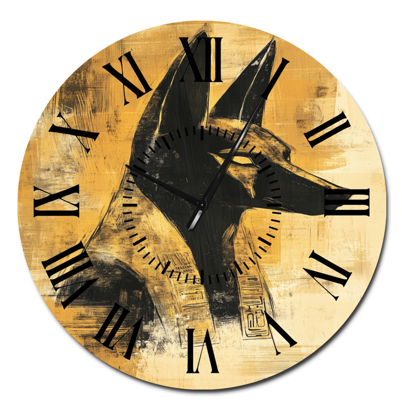 Anubis des Sables d'or - Horloge murale traditionnelle en métal, Surdimensionné