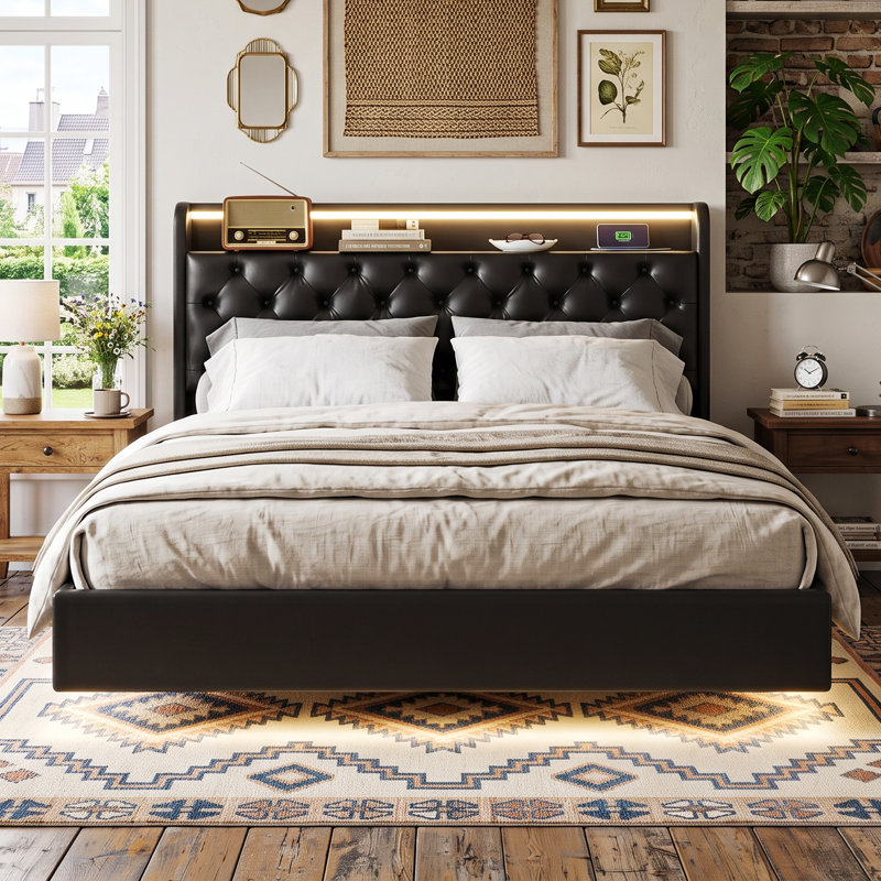 Upholstered Ottoman Bed, European Double (140 x 200 cm)