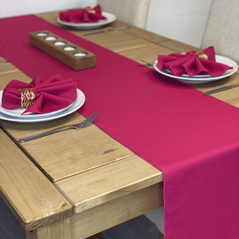 Sage Green Table Runner and Napkin Set - Small, Magenta, 35cm W x 274cm L