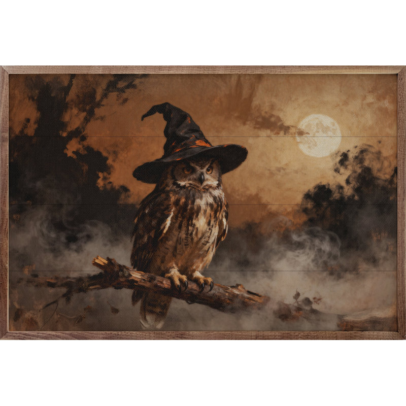 Witch Owl With Moon, 5" H x 8" W