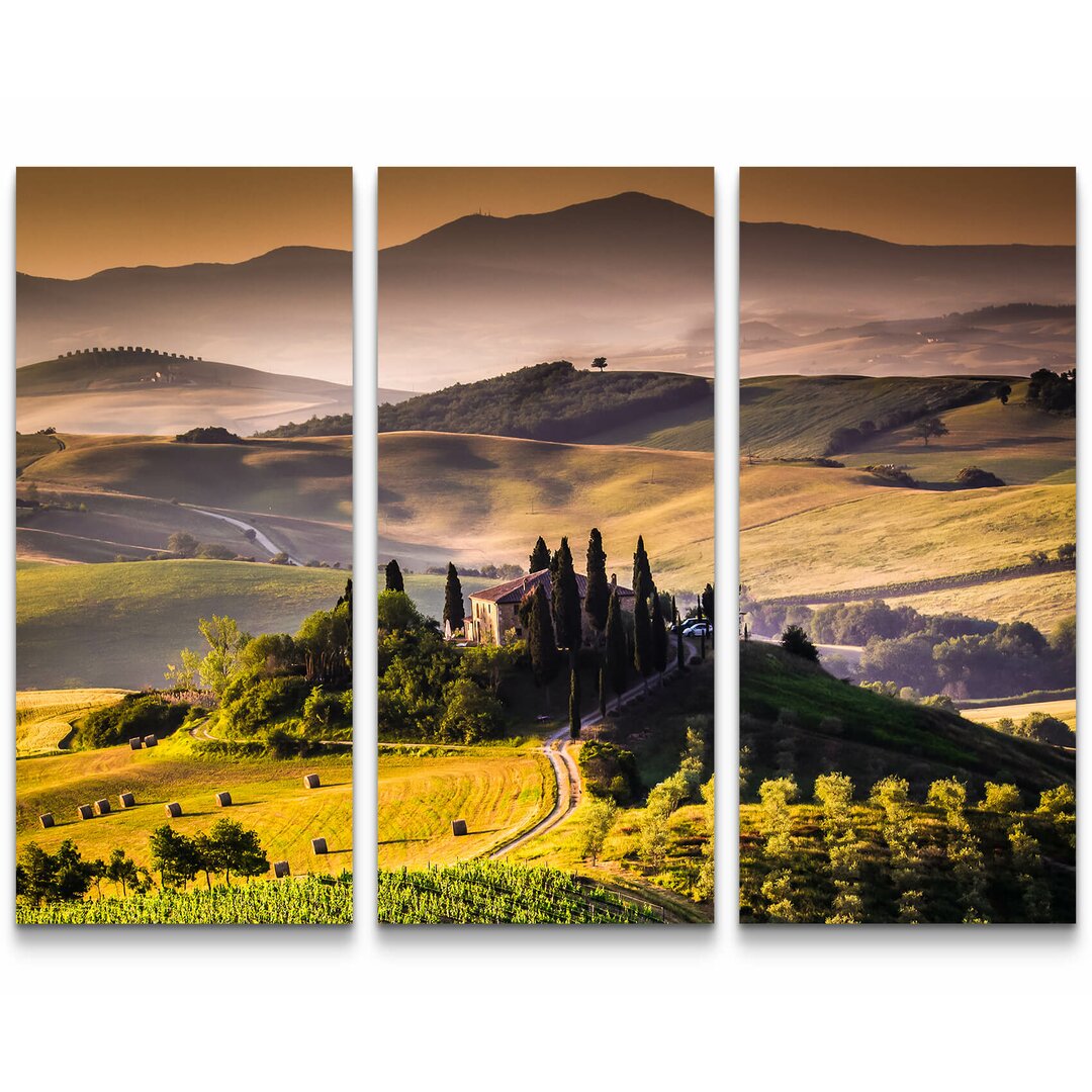 3-tlg. Leinwandbilder-Set Toskanische Landschaft - Italien