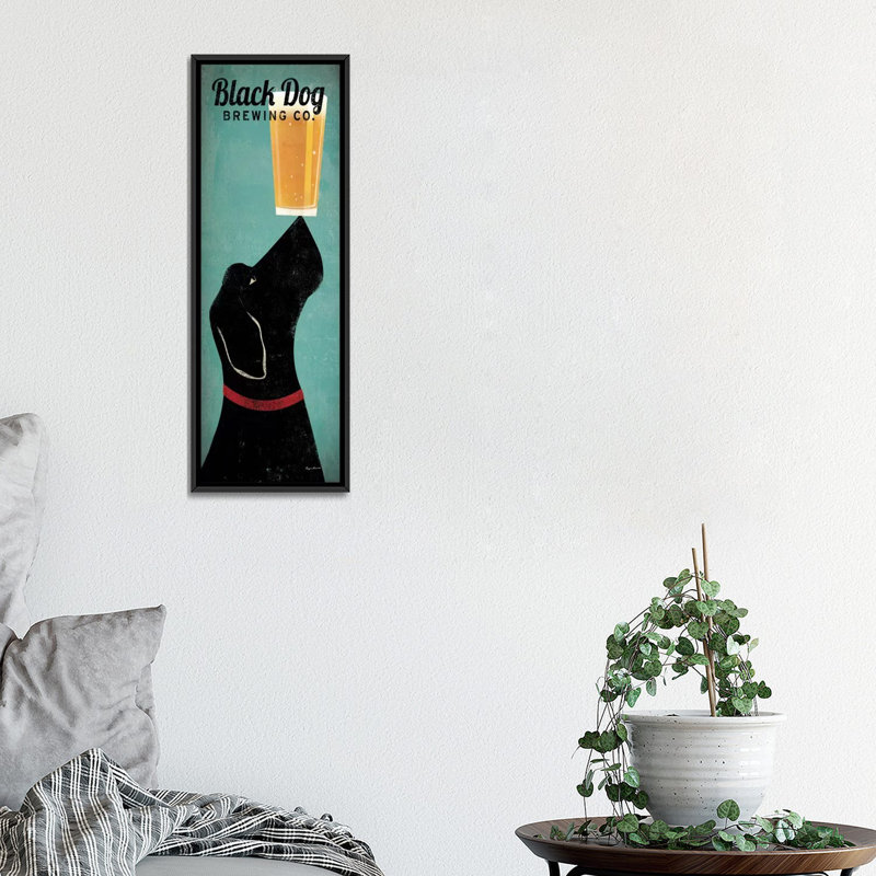 " Black Dog Brewing Co " by Ryan Fowler, 36" H x 12" W x 1.5" D, Black Framed Canvas