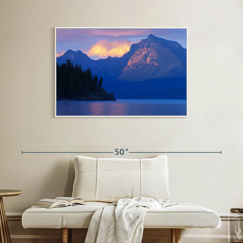 Scène de montagne du lac Mcdonald, Cadre flottant blanc, 40 po x 27 po