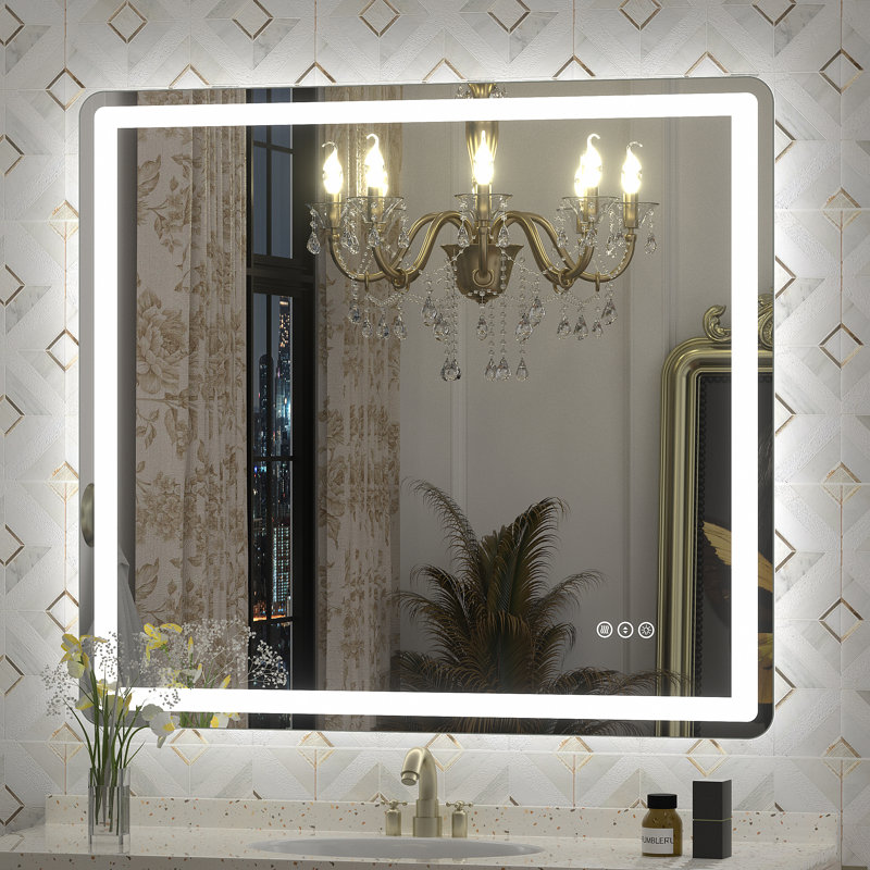 Aevar UL Certified Front & Back LED Anti-Fog Tempered Glass Bathroom/Vanity Mirror with 3-Year Warranty, 40" x 36"