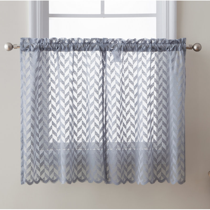 Machen Tailored Cafe Curtain, Silver, 30" W x 36" L
