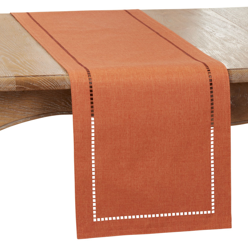 Neith Polyester Rectangle Table Runner, 108" x 14", Rust