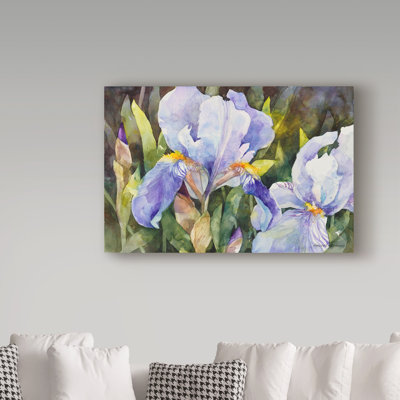 Mattox 'Purple Iris Closeup' Watercolor Painting Print on Wrapped Canvas