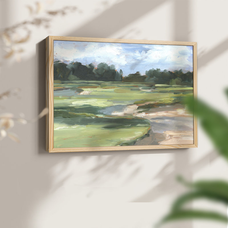 Golf Course Study II -Framed Print - Restickable, Natural, 11" H x 14" W