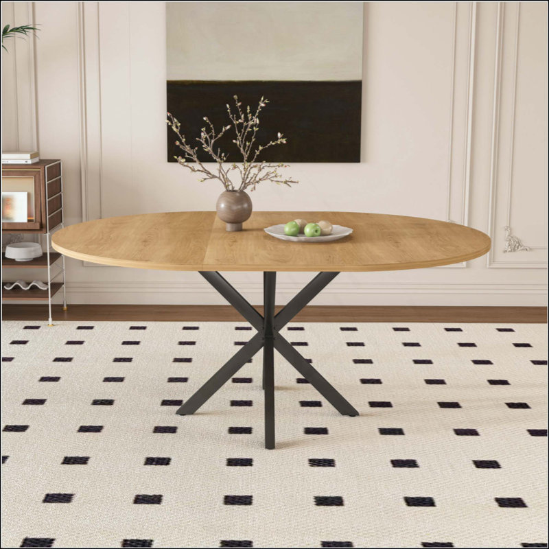 Extendable Round Dining Table For 2-6 Person, Finish Expandable Table With Carbon Steel Base, Modern Space Saving Dining Room Furniture