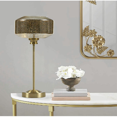 17" Mercury Glass Table Lamp Gold See Below