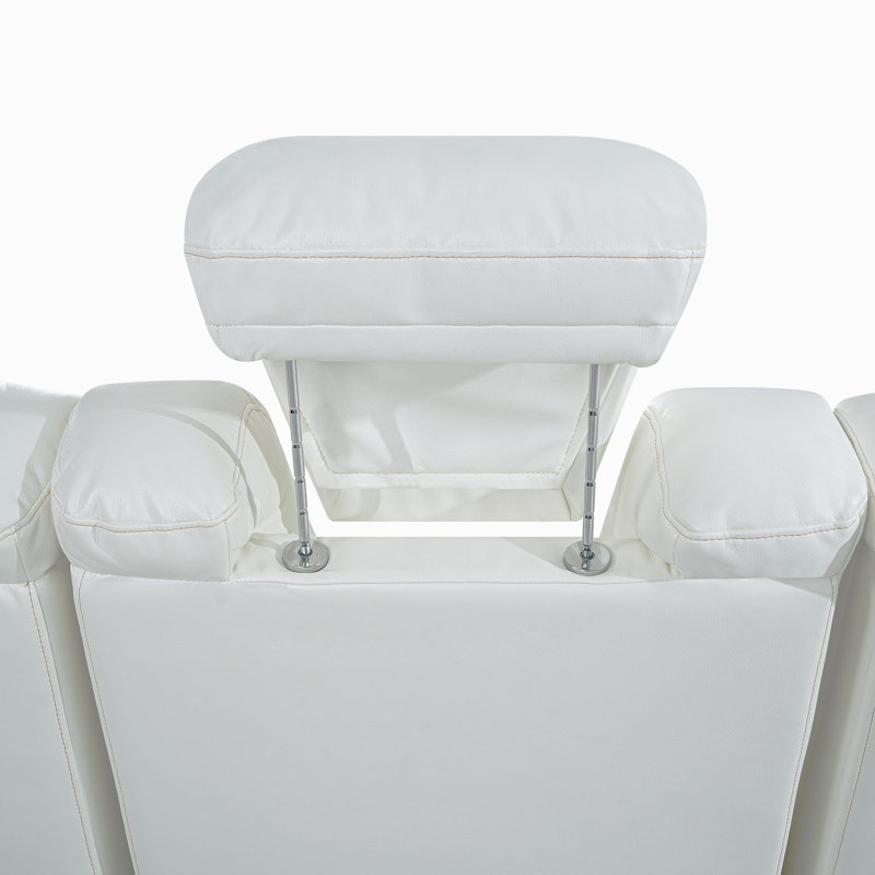 Canapé 5 places avec appui-tête réglable, Simili cuir blanc