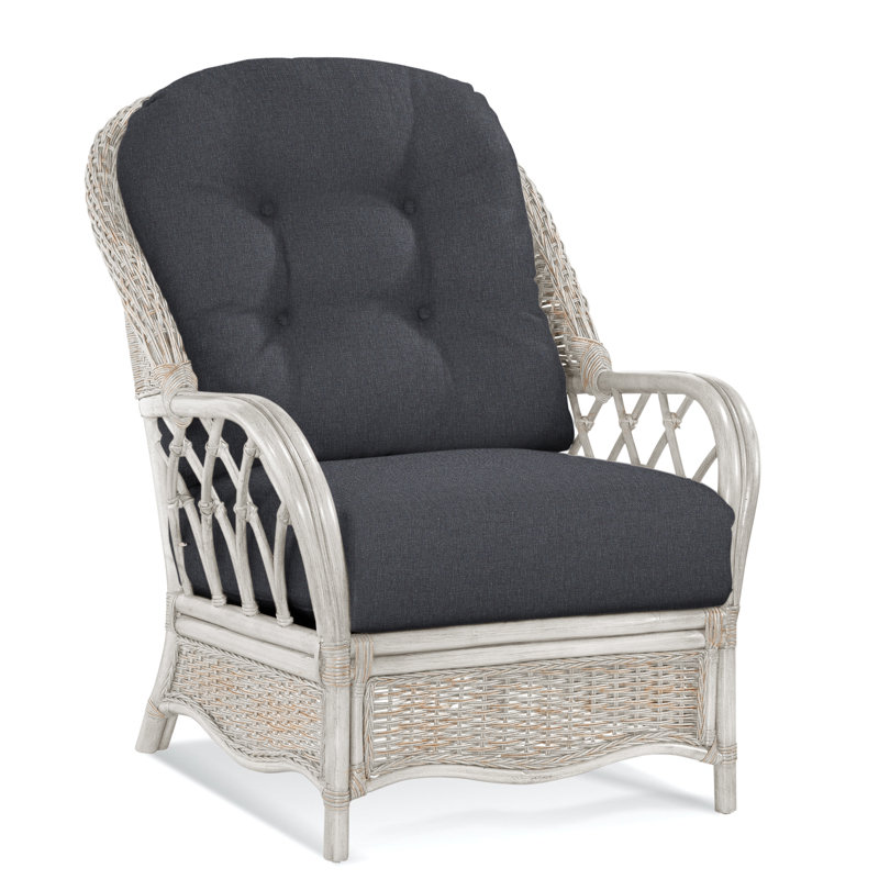 Chaise avec accoudoirs en rotin Everglade, Performance blanc sucre; 0863-91, Blanc antique givré